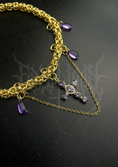 Load image into Gallery viewer, CHOKER "PURPLE CROSS" - GOLD
